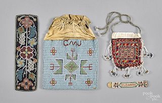 Four Native American beaded items