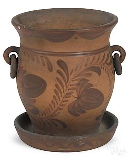 Large Western Pennsylvania tanware flowerpot