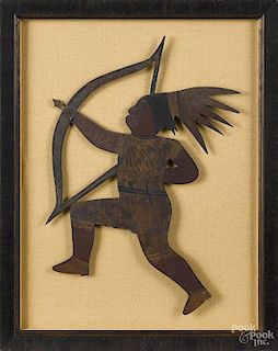 Painted sheet iron Native American with bow and arrow
