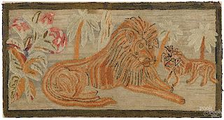 American hooked rug with lions