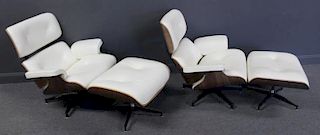Pair Of Fine Quality White Leather Upholstered