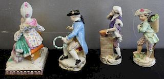 4 Antique Meissen Porcelain Figures