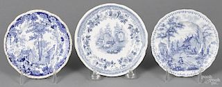 Three Historical Staffordshire cup plates