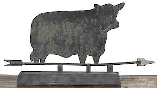 Sheet iron bull weathervane