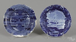Two Historical blue Staffordshire cup plates