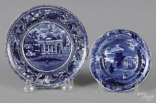 Two Historical blue Staffordshire cup plates