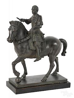 Patinated bronze Roman Imperial on horseback