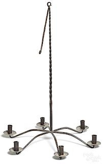 Wrought iron six-arm chandelier