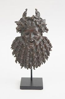 FRENCH BRONZE SMALL BACCHUS MASK HEAD, AFTER THE ANTIQUE