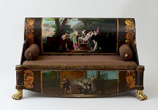 ITALIAN NEOCLASSICAL PAINTED AND PARCEL-GILT SOFA