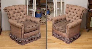 PAIR OF TUFTED UPHOLSTERED CLUB CHAIRS