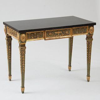 NORTHERN EUROPEAN NEOCLASSICAL PAINTED AND PARCEL-GILT CONSOLE TABLE