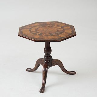 GEORGE III MAHOGANY AND SPECIMEN WOOD PARQUETRY TILT-TOP TABLE