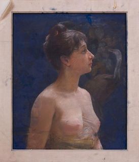 ATTRIBUTED TO FEDERICO ZANDOMENEGHI (1841-1917): FEMALE NUDE STUDY