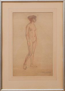 ARTHUR BOWEN DAVIES (1862-1928): STANDING FEMALE NUDE