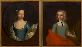 EUROPEAN SCHOOL: PORTRAIT OF A GIRL; AND PORTRAIT OF A BOY WITH A BIRD