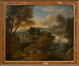 ATTRIBUTED TO THEOBALD MICHAU (1676-1765): AN EXTENSIVE LANDSCAPE