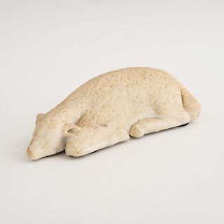 ITALIAN CARVED MARBLE MODEL OF A SLEEPING SHEEP