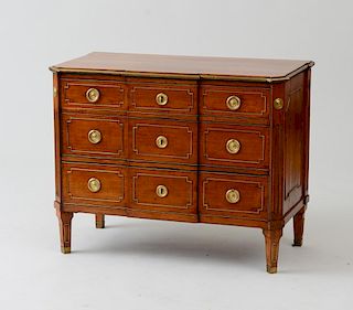RUSSIAN NEOCLASSICAL BRASS-MOUNTED MAHOGANY CHEST OF DRAWERS