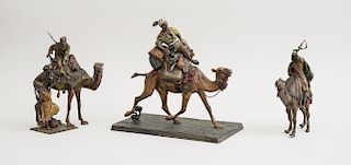 GROUP OF THREE AUSTRIAN COLD-PAINTED METAL CAMEL GROUPS