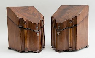 PAIR OF GEORGE III INLAID MAHOGANY CUTLERY BOXES