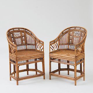PAIR OF CHINESE EXPORT BAMBOO TUB-BACK ARMCHAIRS