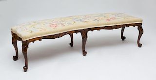 GEORGE II CARVED SOLID MAHOGANY WINDOW BENCH