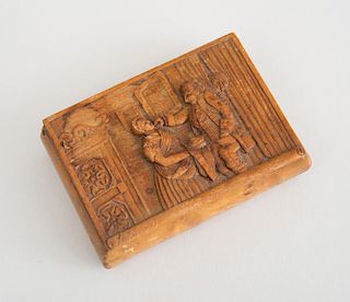 CONTINENTAL RELIEF-CARVED MAPLE SNUFF BOX