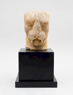 ROMAN CARVED MARBLE PANTHER HEAD
