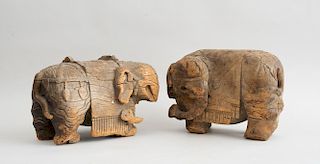PAIR OF JAPANESE CARVED WOOD TEMPLE FIGURES