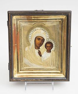TWO RUSSIAN PAINTED WOOD ICONS