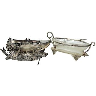 Pair, Victorian Era Nautilus Boat Soap Dishes