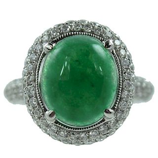 Burmese Jade & Diamond Ring.