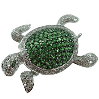 Tsavorite & Diamond Turtle Brooch.