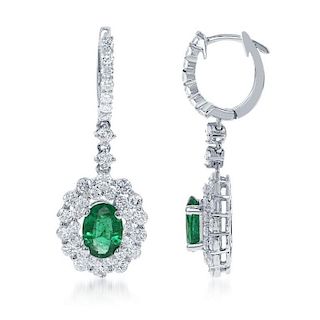Emerald And Diamond Earrings.