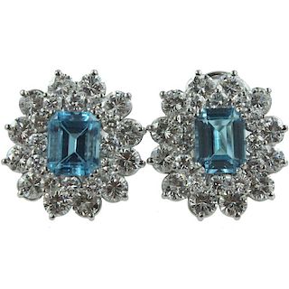 Aquamarine & Diamond Earrings.