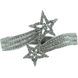 18 White Gold Double Star Bangle. Approx 4.24 TCW