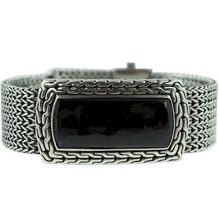 John Hardy Men's Black Onyx Silver ID Bracelet.