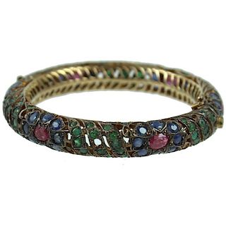 Middle Eastern 8K Sapphire, Ruby, Emerald Bracelet