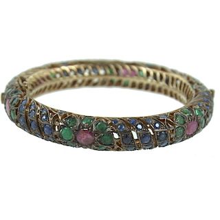 Middle Eastern 8K Ruby, Sapphire, Emerald Bracelet