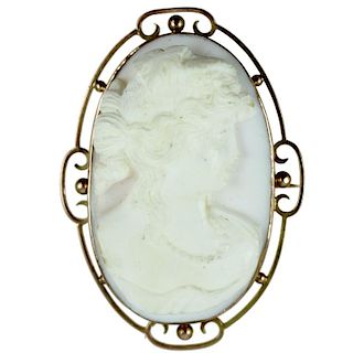 10K Carved White Coral Cameo.