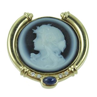14K Carved Cameo Pendant.