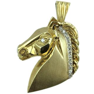 Maurice Katz Diamond Horse Pendant. 14K