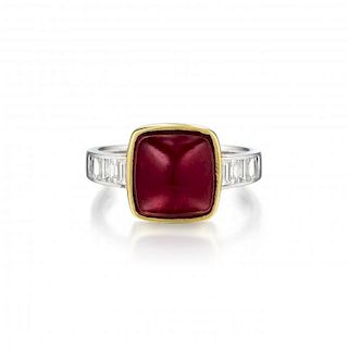 An 18K White and Yellow Gold Ruby and Diamond Ring