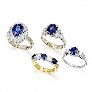 A Group of Sapphire and Diamond Rings