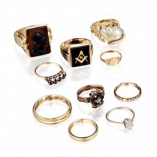 A Group of 14K Gold Rings