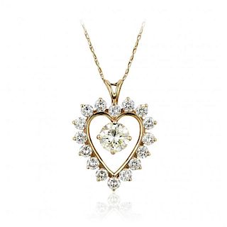 A 14K Gold Diamond Heart Pendant Necklace