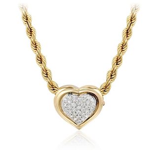 A 14K Gold Diamond Brooch/Pendant Necklace