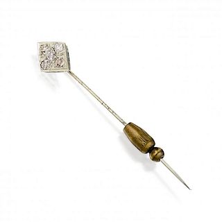 Antique 14K White Gold Diamond Stick Pin