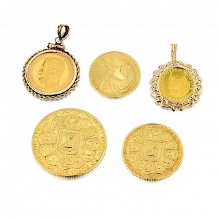 A Group of Gold Coins and Gold Coin Jewelry
